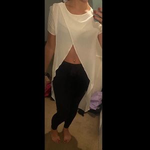 ASOS white flowy crop top with long back